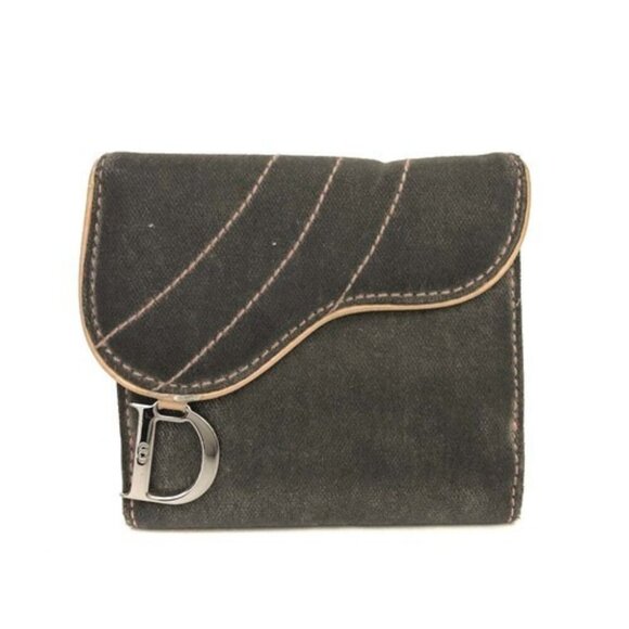Christian Dior Saddle Canvas Bifold Wallet Gray/7BE1689 - Picture 1 of 1